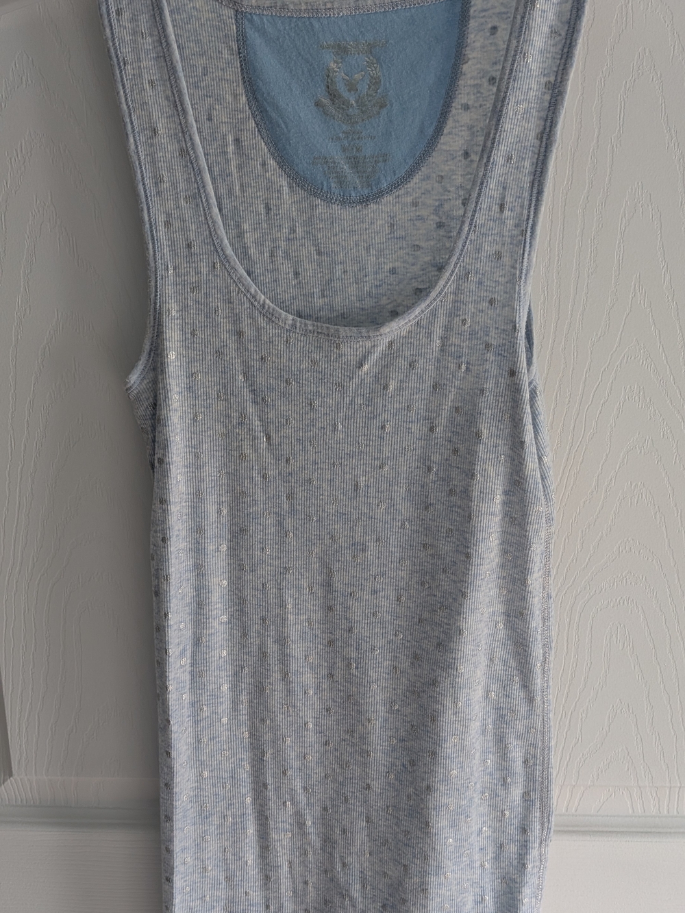 American Eagle Outfitters Light Blue Scoop Neck Tank with Silver Dot Detail